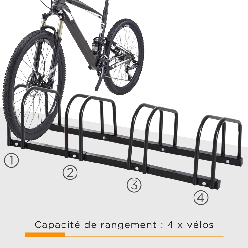 Supporto Biciclette 4 Posti ¨C zephmum ¨C Acciaio Nero 110x33x27 cm