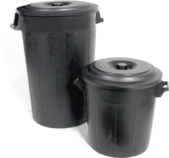Contenitore di Rifiuti Nero con Coperchio - 100L Raccolta Rifiuti per la Casa