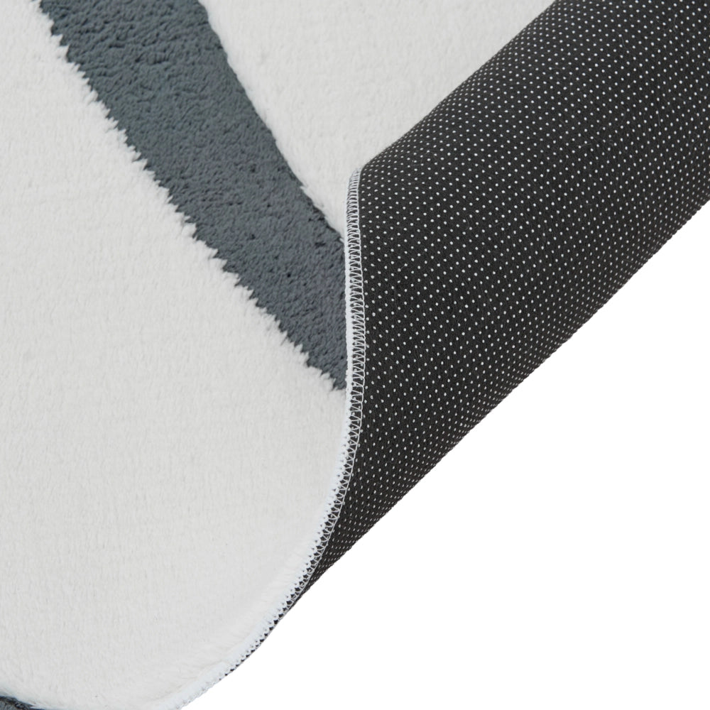 Tappeto da Soggiorno Moderno Rettangolare Jacquard 160 x 230 cm a Pelo Alto Grigio e Bianco con Retro in Poliestere