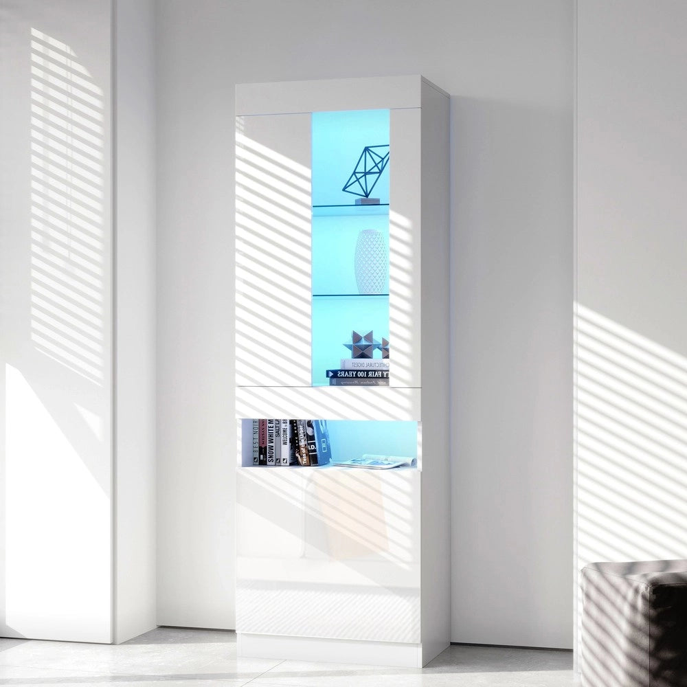 Vetrina con Luci LED ¨C MINIMAL ¨C Bianco, Soggiorno, Legno