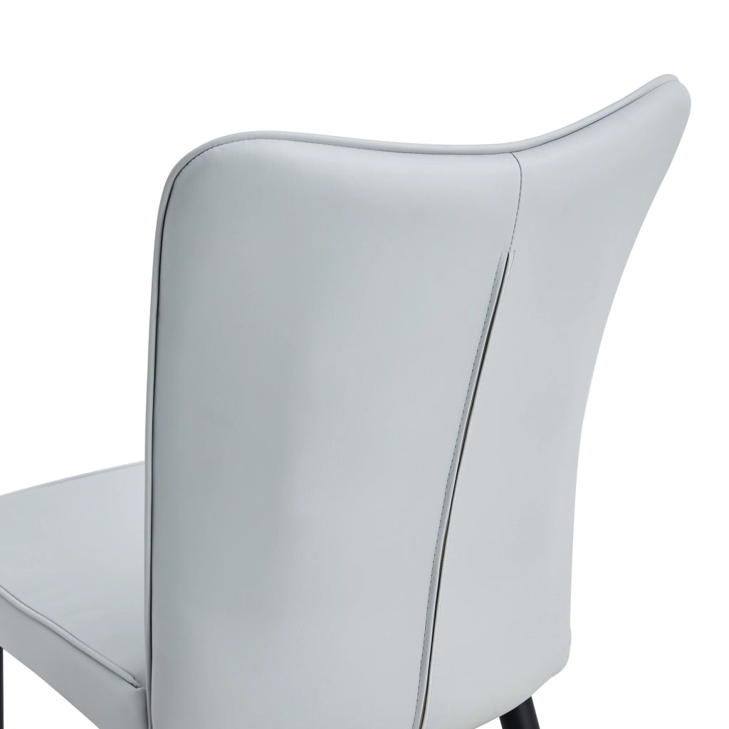 Set 2 Sedie da Pranzo Moderne ¨C MINIMAL ¨C Seduta Imbottita Similpelle Grigio Chiaro, Gambe in Metallo Nero