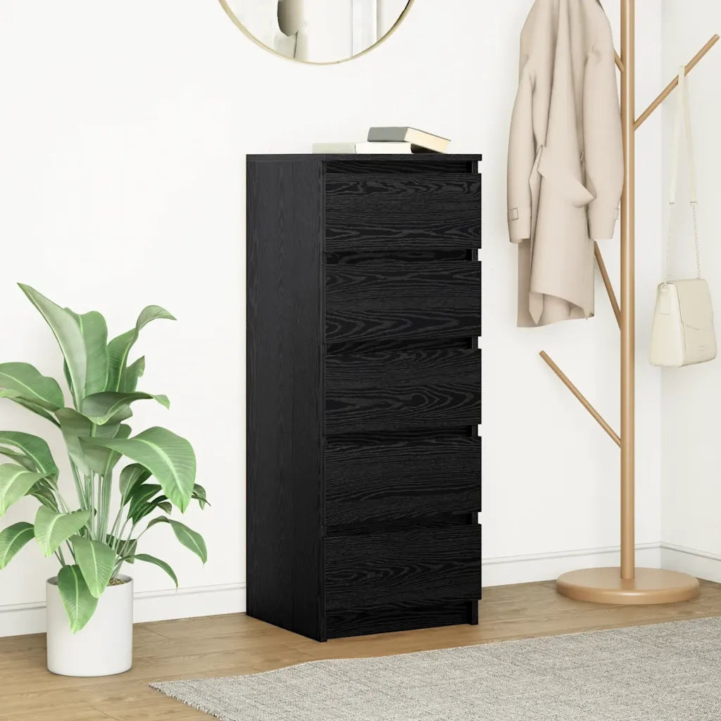 vidaXL Credenza con Cassetti Rovere Nero 37,5x35x99 cm Truciolato