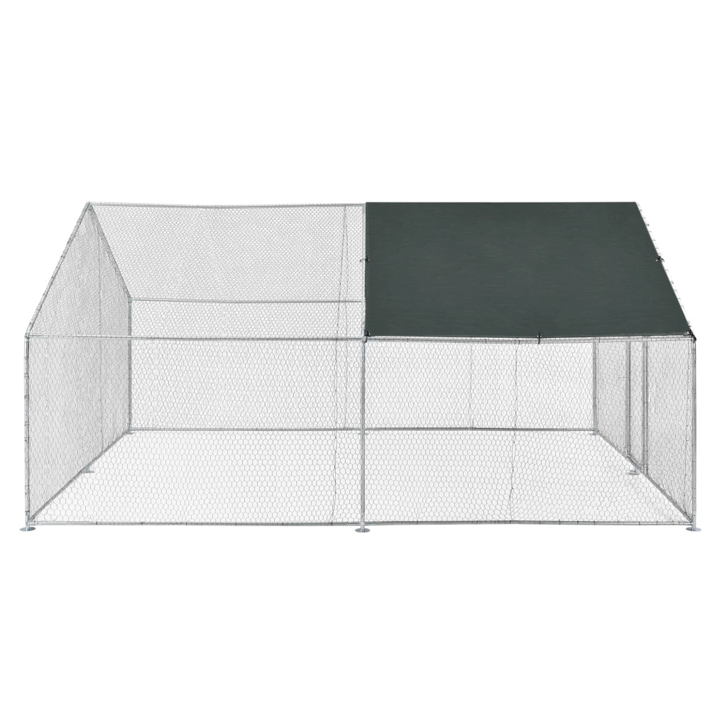 Gabbia per Pollame Wels con Tettuccio Parasole e Recinzione Rete Metallica 3x4x2 m pro.tec