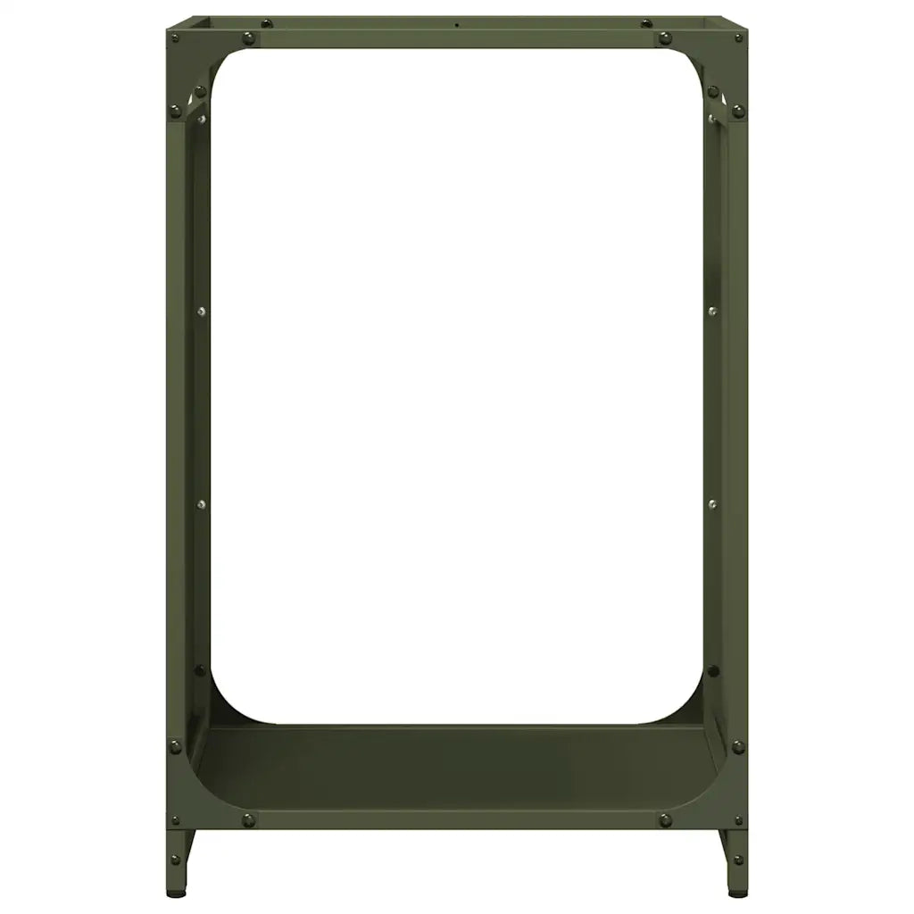 Rastrelliera per Legna da Ardere Verde Oliva 44x28x65 cm