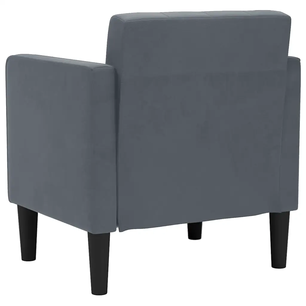 Divano Poltrona | Sedia con Braccioli Grigio Scuro 53 cm in Velluto