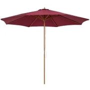Ombrellone da Giardino 3x2.5 con Palo in Legno e 8 Stecche e Copertura in Poliestere Rosso Scuro