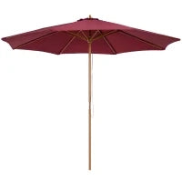 Ombrellone da Giardino 3x2.5 con Palo in Legno e 8 Stecche e Copertura in Poliestere Rosso Scuro