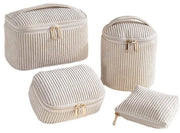 Set di 4 borse per trucco - borse da toeletta - borsa per trucco - borse da toeletta per donne - organizzatore da viaggio portatile - velluto - kaki