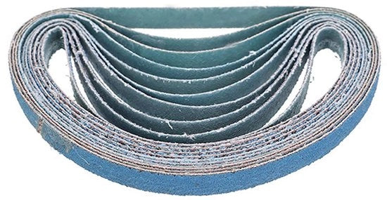 Set di cinghie abrasive a 60 Grit - 10 pezzi - Duraturo - Adatto per levigatura/sbavatura - Alta velocità di rimozione - Idoneo per metalli e materiali plastici