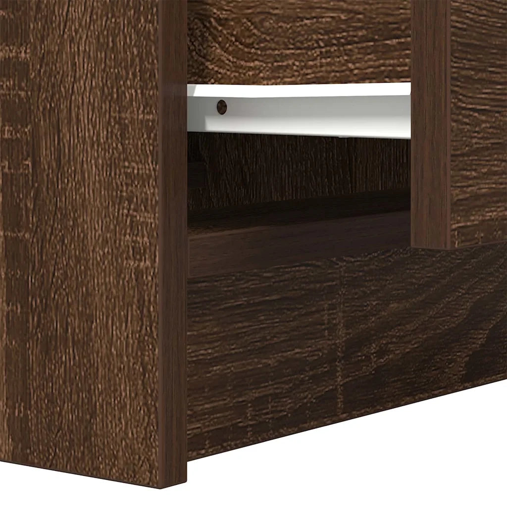 Comodino con 2 Cassetti Rovere Marrone 38x34x80 cm 861367