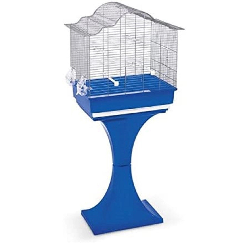 Trade Shop - Gabbia Per Uccelli Sophia Metallo Plastica Con Supporto Piedistallo 62x40x134cm -