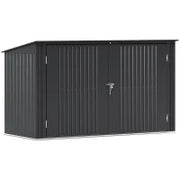 Copribidoni in Acciaio per 3 Cassonetti da 240L con 2 Porte e Coperchio, 233x105x118.5/133 cm, Grigio Scuro