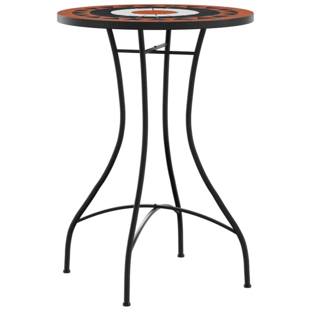 Set da Bistrot con Mosaico Terracotta e Bianco Ferro e Ceramica 3216355