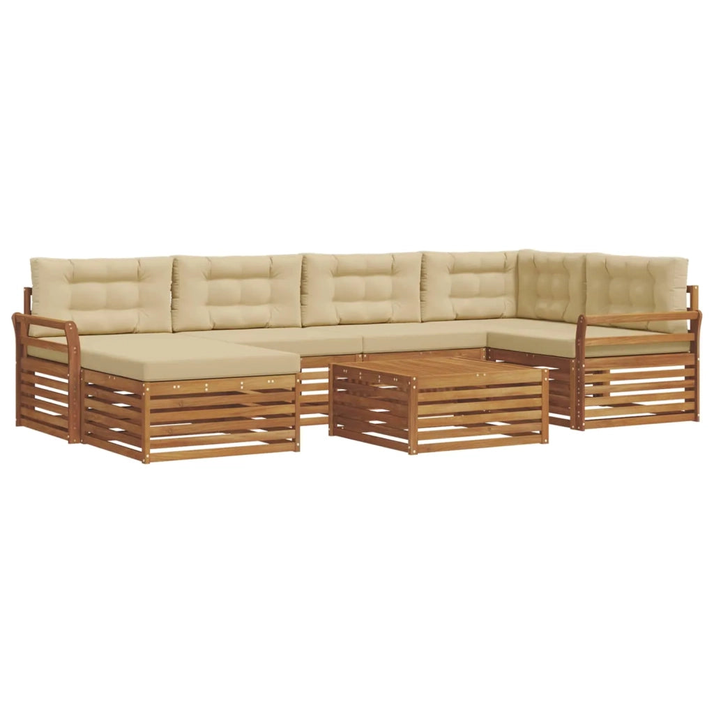 Set di divani da esterno con cuscino 7 pcs Naturale e Beige