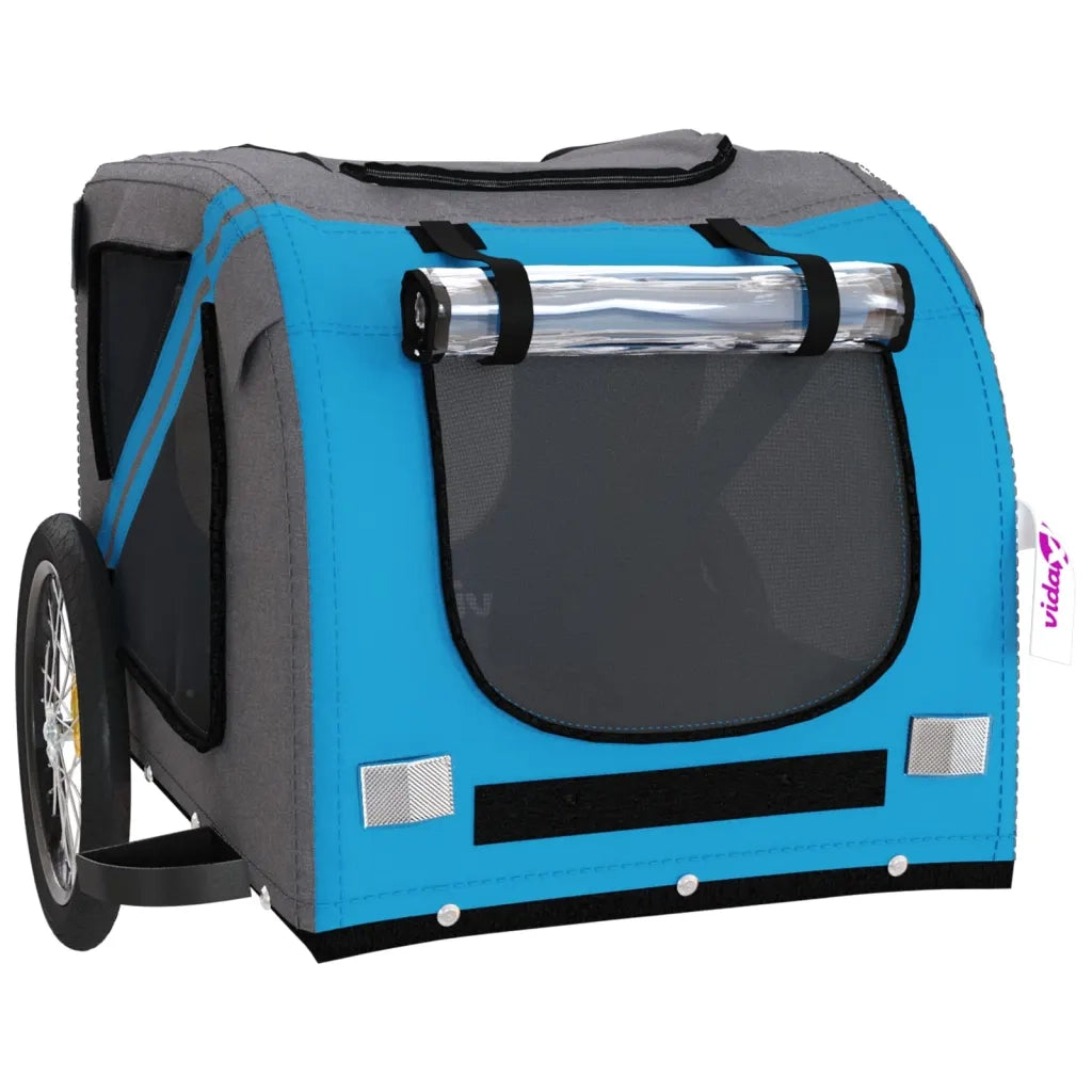 Rimorchio da Bici per Animali Blu e Grigio Oxford e Ferro CFW7597595