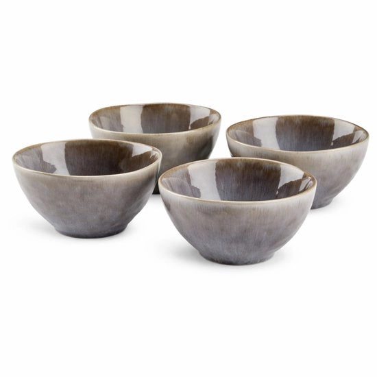Set di 4 Kommetjes - Piatti di Cottura in Ceramica con Glitter Glazuur Grigio/Marrone - Piatti per Colazione/ Dessert - Set di Cottura in Ceramica