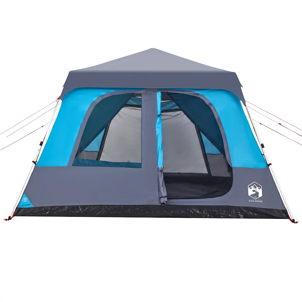 Tenda Familiare a Cupola 10 Persone-Tenda da campeggio Blu a Rilascio Rapido