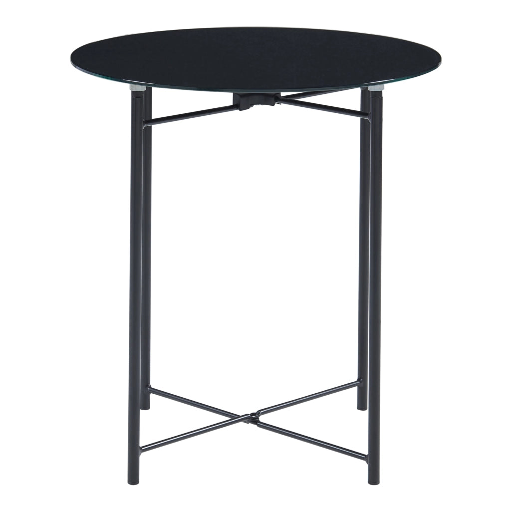 Tavolino da Caffè Ödeshög con Piano Rotondo - Nero [en.casa]