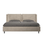 BS COM Letto con rete imbottito 180x210 microfibra sabbia