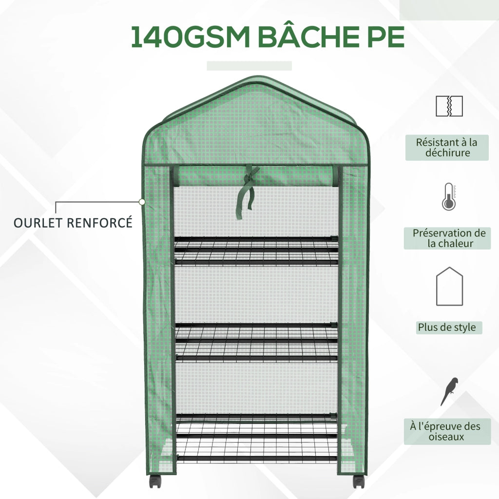 Serra da giardino con 3 ripiani ¨C zephmum ¨C verde 69x49x130 cm