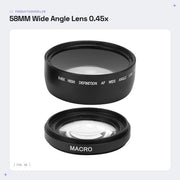 Obiettivo Macrolens 0,45X - Adatto per Obiettivi 58 mm - Lega di Alluminio - Vetro Ottico - Incluso Supporto per Obiettivo - Peso Leggero 163G - Obiettivo per Fotocamera
