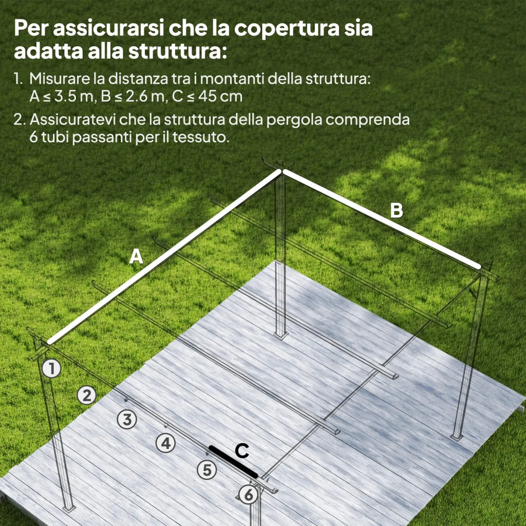 Copertura per Gazebo Pergola 4x3 m con 10 Fori di Drenaggio in Poliestere Traspirante Beige