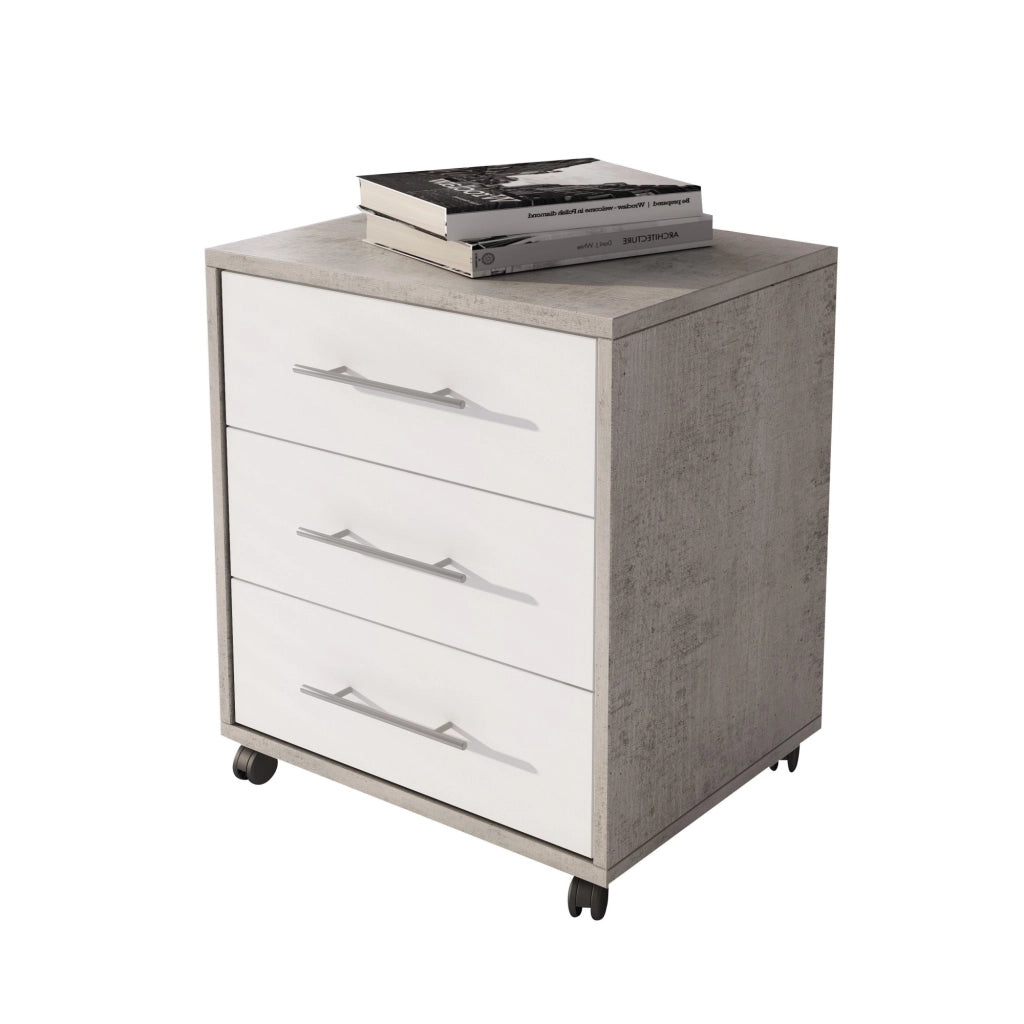 Pisano, Cassettiera 3 Cassetti, 43x40x57h cm Grigio Cemento