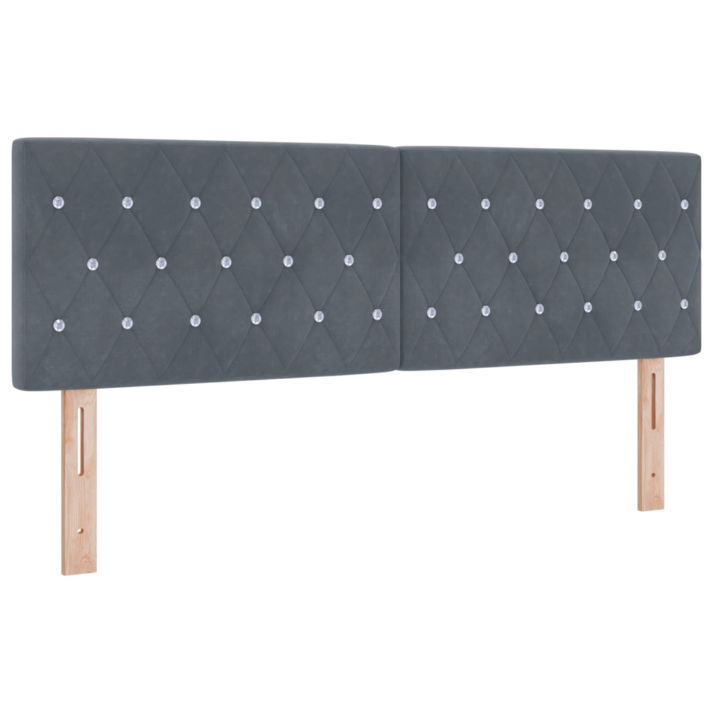 Letto a Box con Materasso e LED Grigio Scuro 160x200 cm Velluto