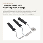 Lamineerrol in Alta Qualità Lega di Alluminio - Lamineerrol Kop 50/75 mm - 3 Pezzi/Set - Leggero - Per Kit FRP - Misurazione Manuale - Rotolo di Schiuma