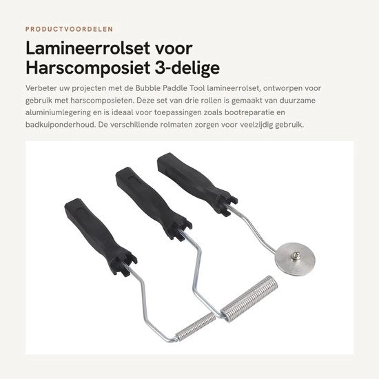 Lamineerrol in Alta Qualità Lega di Alluminio - Lamineerrol Kop 50/75 mm - 3 Pezzi/Set - Leggero - Per Kit FRP - Misurazione Manuale - Rotolo di Schiuma