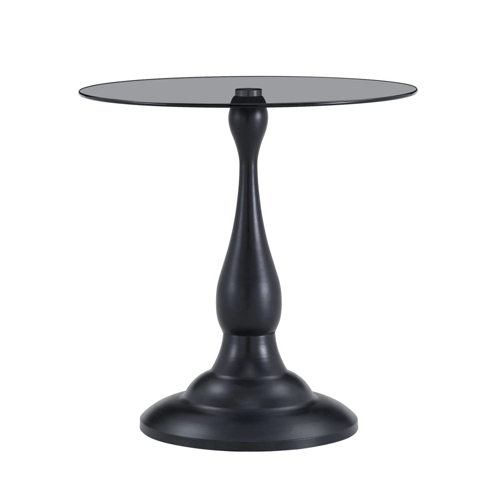 Tavolino rotondo in vetro temperato e metallo; ? 50 cm; nero