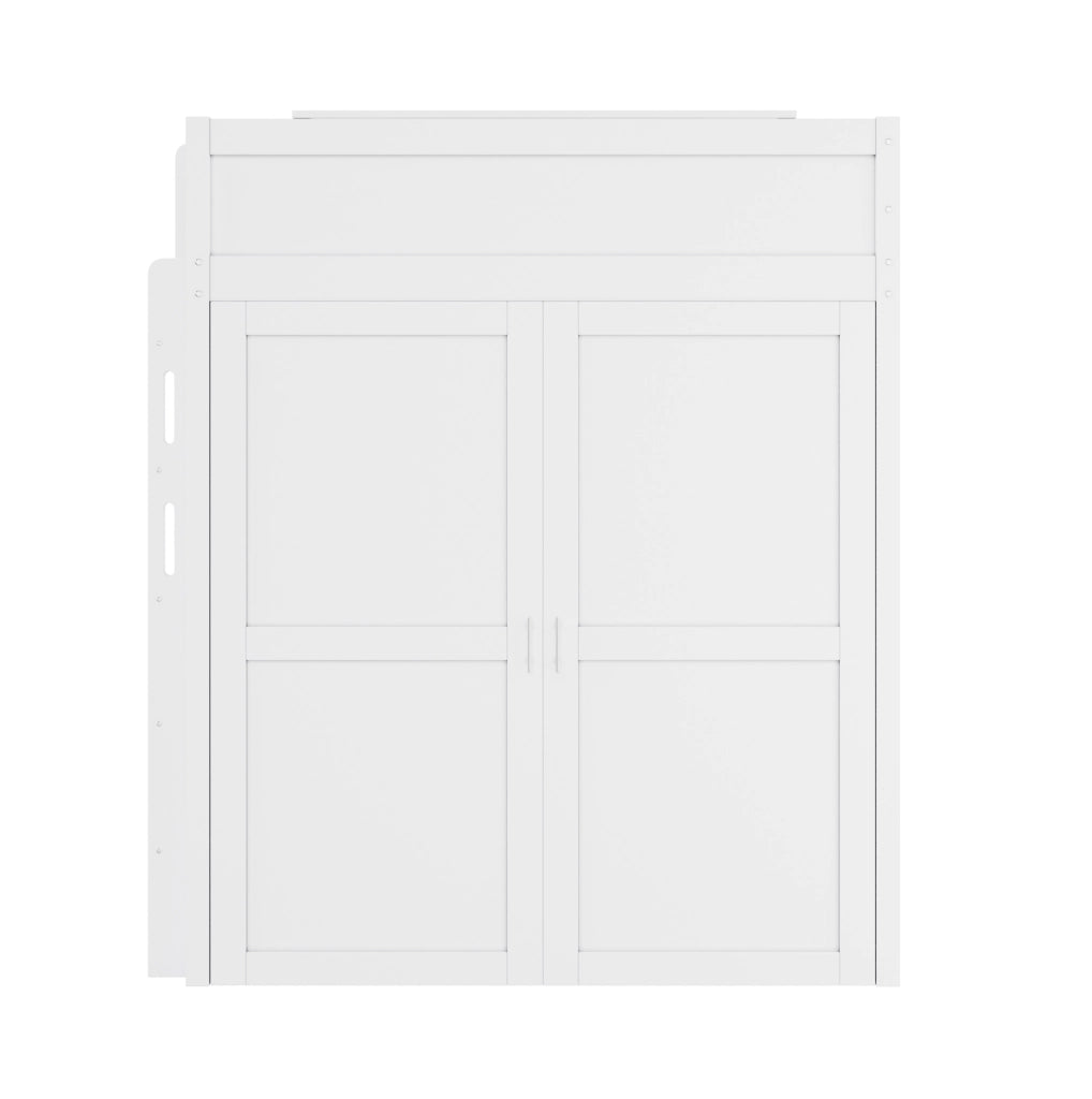 Letto a soppalco 90x200 cm con scrivania; armadio; vani; USB e LED; bianco