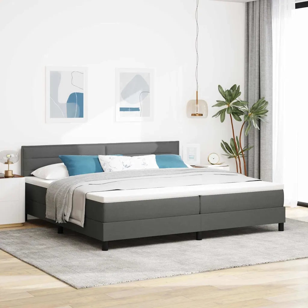 Letto a molle con testiera Grigio scuro 200 x 200 cm Tessuto 3338637