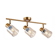 Plafoniera Italux Santia ottone 3 luci vetro ambra E14