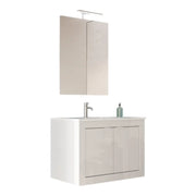 Mobile bagno sospeso VIENNA - 1 lavabo - 2 porte - 82 cm - Bianco lucido - Design moderno