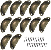 Maniglie a forma di conchiglia per antico stile - 12 maniglie - 24 viti - alta qualità metallo - installazione facile - dimensioni 81 x 35 x 18 mm