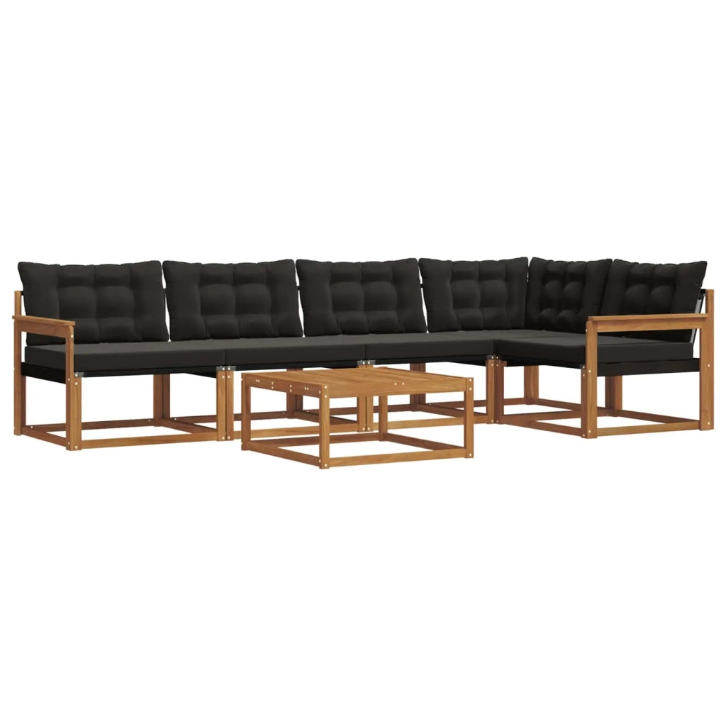 Set di divani da esterno con cuscino 6 pcs Naturale e Nero 3369475