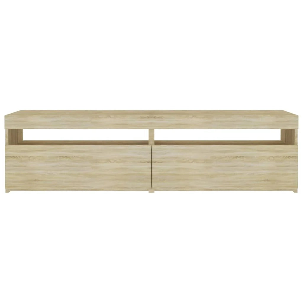 Mobile TV multimediale scaffale TV credenza mobile TV sala da pranzo soggiorno camera da letto 2 pezzi con luci LED rovere Sonoma 75 x 35 x 40 cm marrone 02_0028578