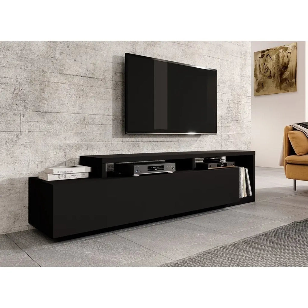 Mobile TV 220cm collezione BERGAMO. Colore nero super opaco.