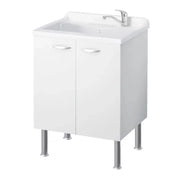 MOBILE LAVATOIO IN BILAMINATO BIANCO A 2 ANTE CON VASCA - L= 60 CM P= 50 CM H= 85CM  DUE ANTE  - CER
