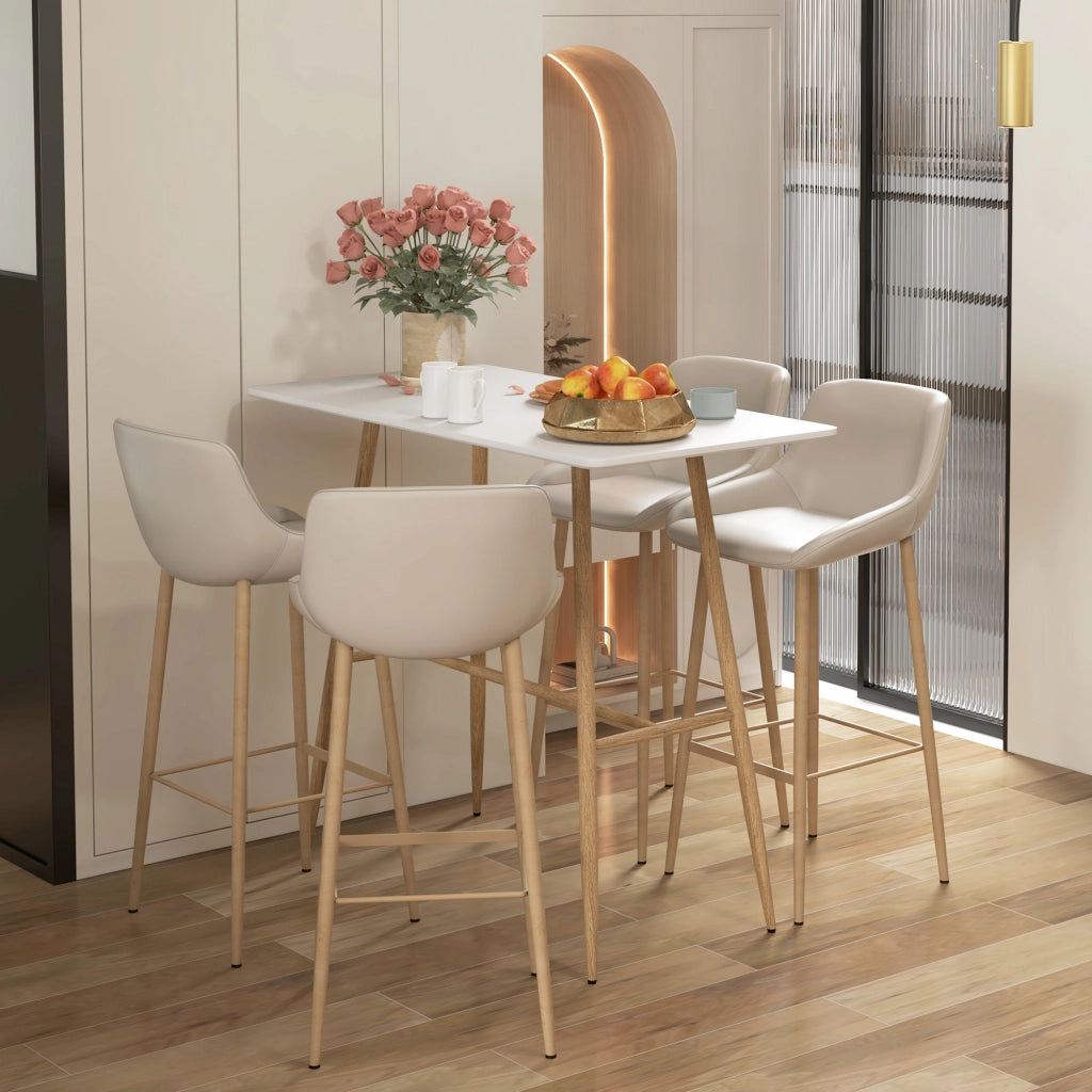 Tavolo da bar rettangolare 4 persone ¨C Minimal ¨C bianco effetto legno 118x58x98 cm