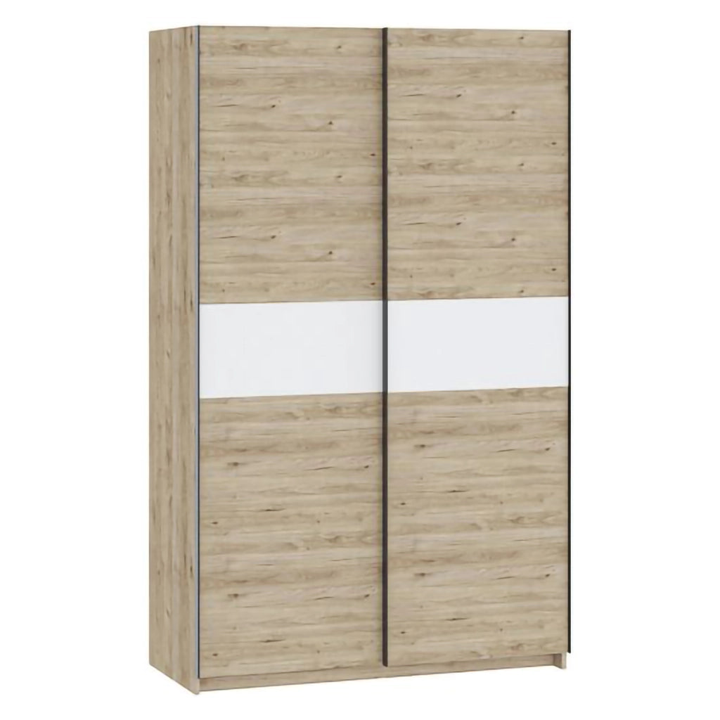 Armadio Camera da Letto Maba, Guardaroba 2 Ante 2 Ripiani, 120x204h cm Marrone Rovere