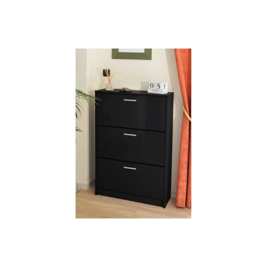Mobile porta scarpe KLARK colore nero lucido alto – 18 paia