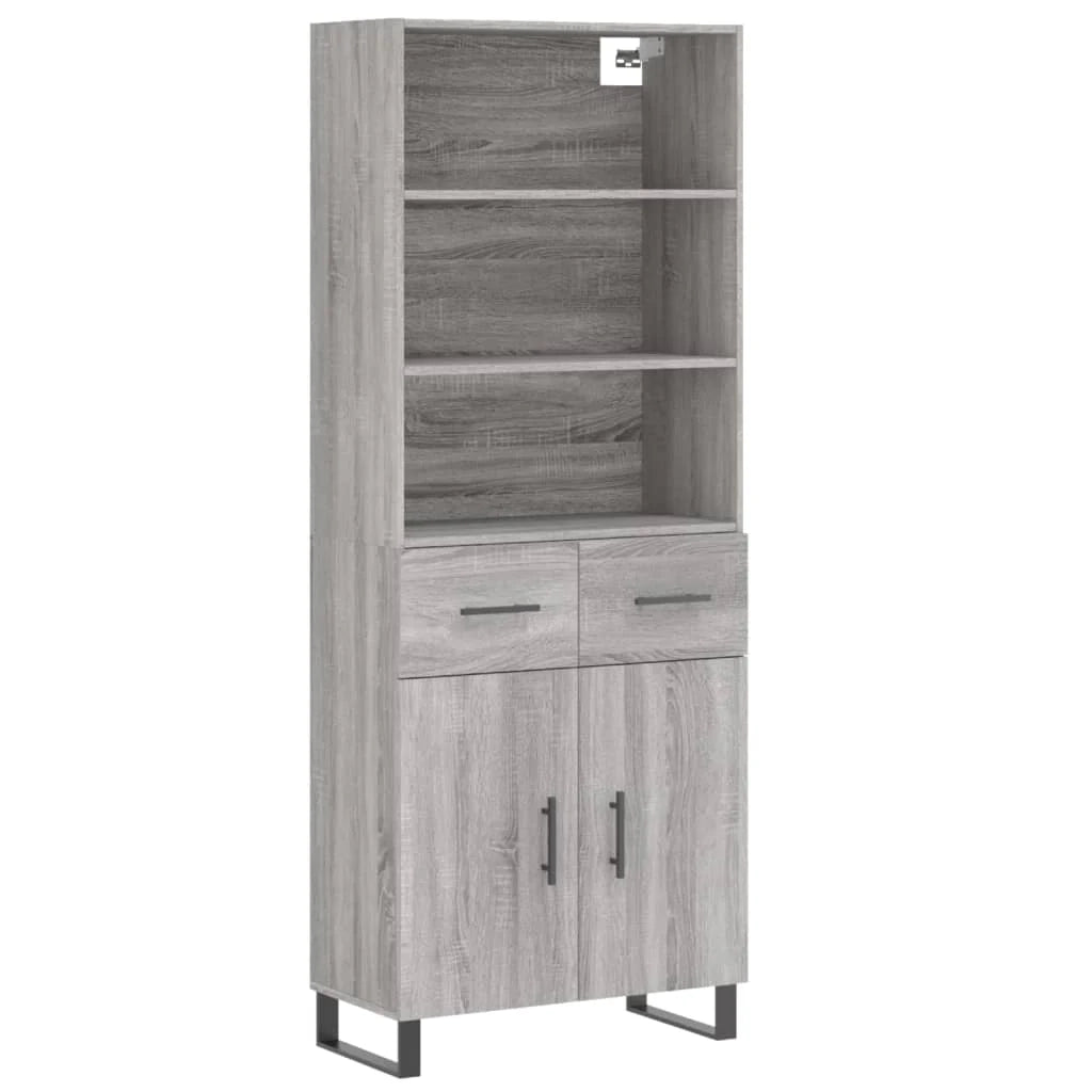 Buffet credenza cassettiera armadio mobile contenitore organizer cucina soggiorno salotto rovere Sonoma alto 69,5 x 34 x 180 cm legno ingegnerizzato grigio 02_0035583