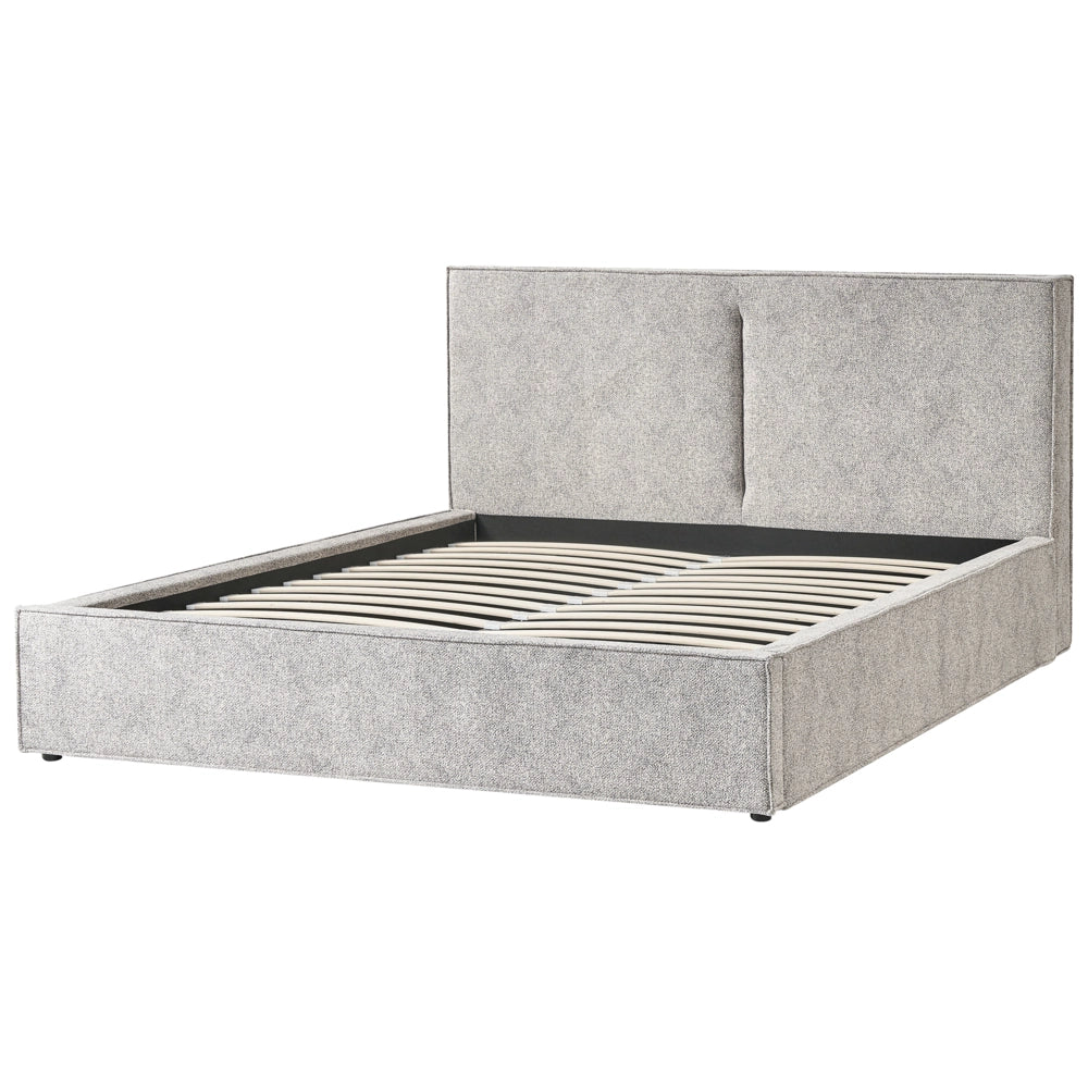 Letto king size 180 x 200 cm Bianco/Nero Rivestimento in Velluto elasticizzato con contenitore Telaio a doghe Camera da letto moderna contemporanea