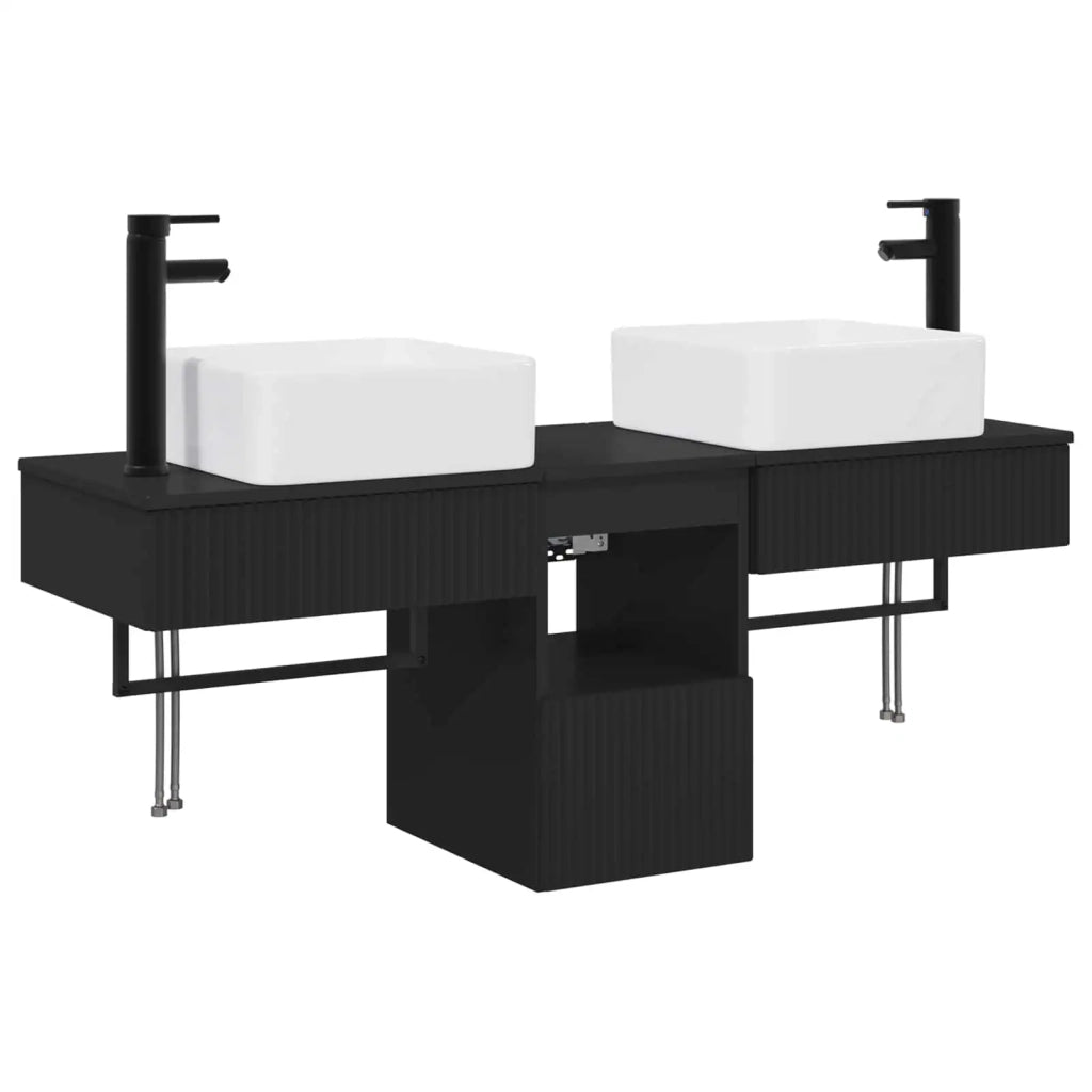 Set di Armadi da Bagno 3 pz Nero 53 x 35 x 39 cm 3405608