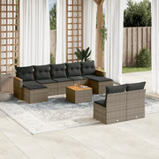 Set Divano da Giardino 10 pz con Cuscini Grigio in Polyrattan 3258784