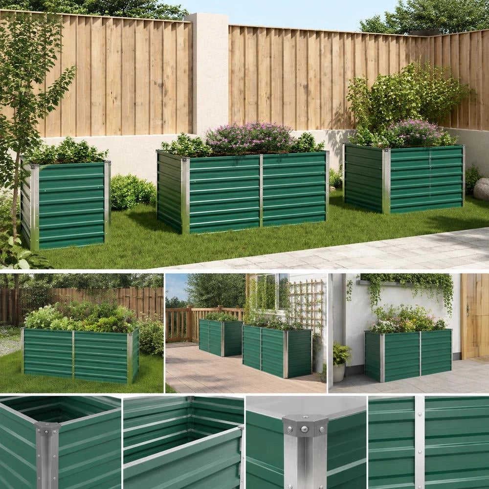 Raised Bed 160 X 80 X 77 Cm Galvanized Steel Green