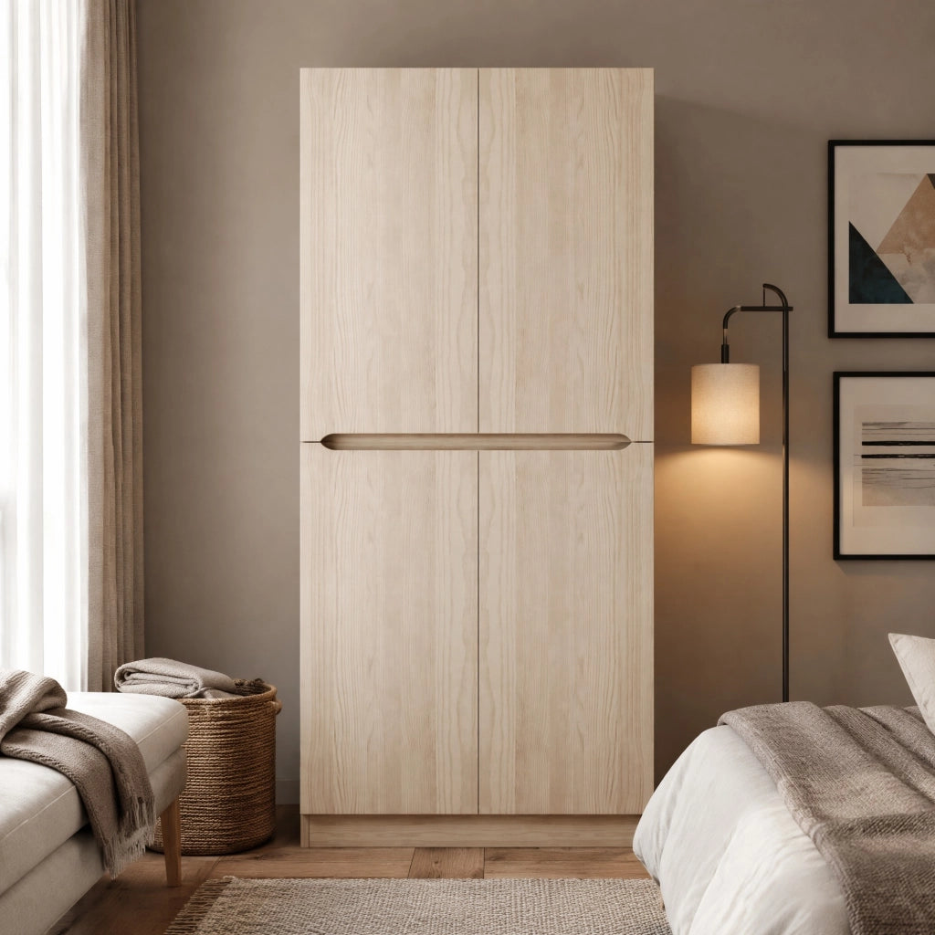 Armadio 2 ante 70x40x170 cm con vano appendiabiti e scomparti; naturale