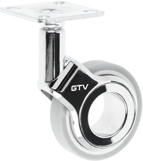 Ruote per mobili GTV - Zwenkwielen | Ruote per mobili | Senza freno | Diametro 60 mm | Realizzate in plastica e acciaio | Verniciato + grigio opaco